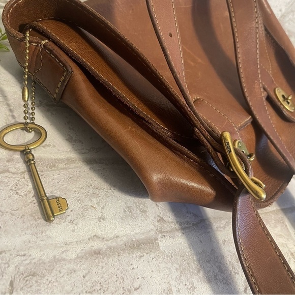 Fossil Brown Genuine Leather‎ Large Austin Messenger Bag Vintage - Picture 2 of 7